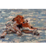Foxhound at Rest  oil on linen 9 x 12