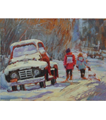 Going Sledding 14x11  Private Collection