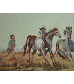 Running with the Horses 20x16 oil on canvas