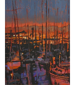 Anacapa Marina at Night 12x16 ** SOLD **